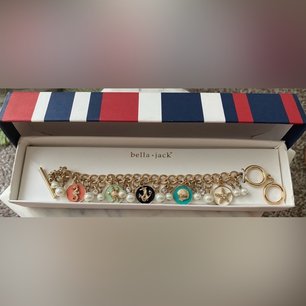 •NIB•Bella Jack Ladies Nautical Gold Toned Toggle Bracelet - Picture 3 of 6